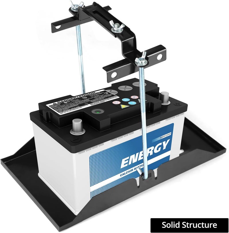 QWORK Battery Hold Down Tray Kit – Universal Corrosion-Resistant Steel Car Battery Tray for Cars, Trucks, SUVs, (23cm Bolt with 34cm Battery Tray) - Image 5